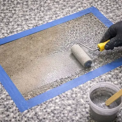 Epoxy floor repair in progress