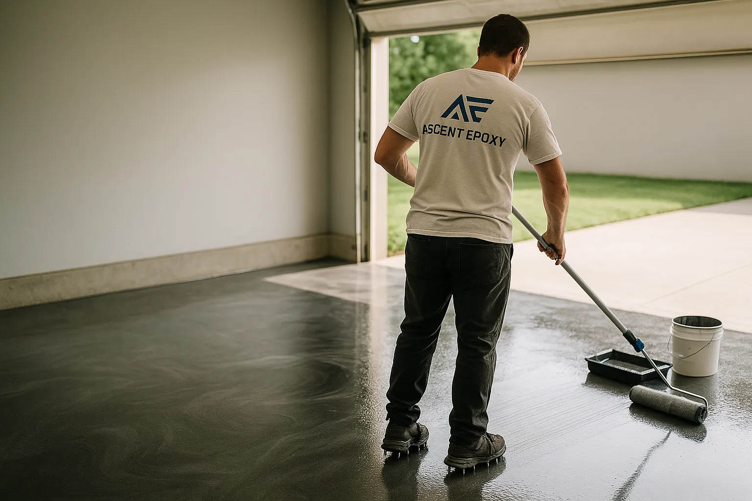 Metallic epoxy garage floor, St. Louis, MO