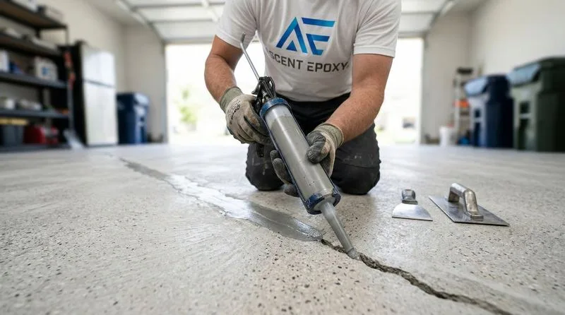 Filling concrete cracks before epoxy coating