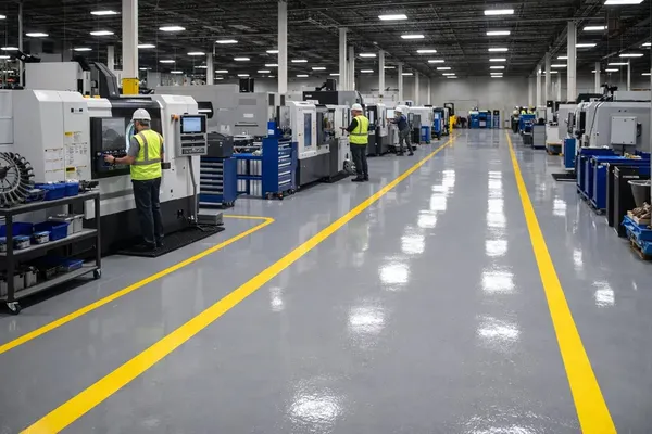 Manufacturing facility safety marked epoxy floor, Ballwin, MO