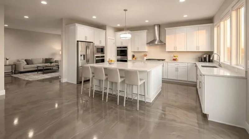 Kitchen metallic pearl epoxy floor, Manchester, MO