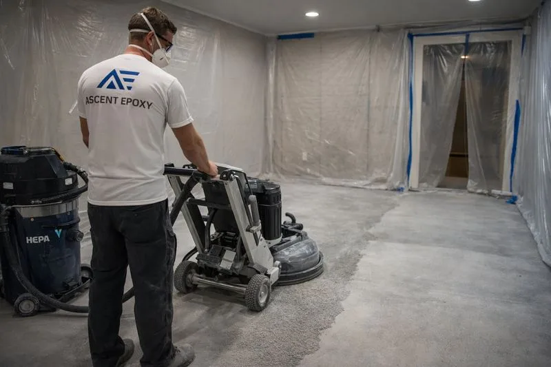 Diamond grinding concrete to prepare for epoxy coating