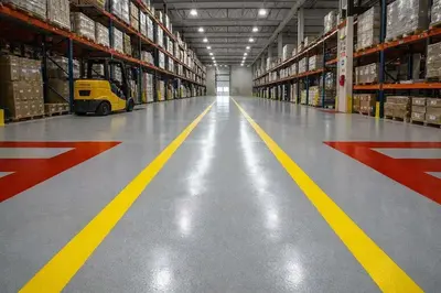 Industrial epoxy floor warehouse