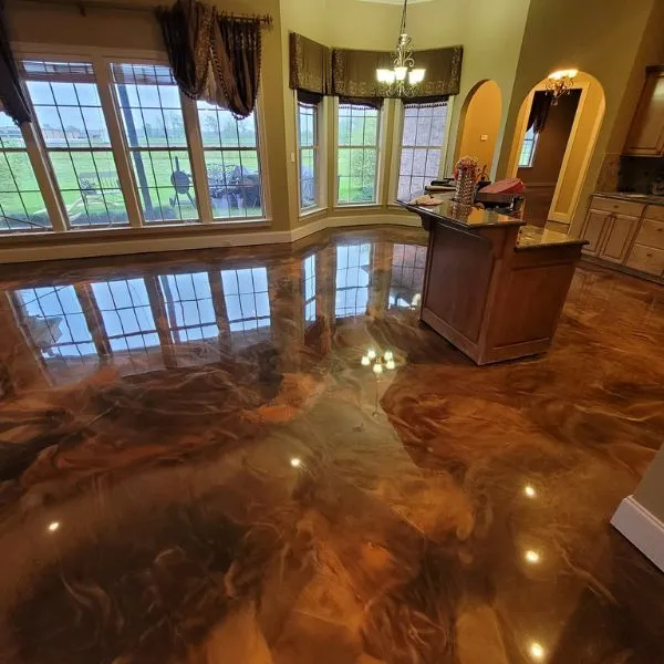 Metallic epoxy floor finish